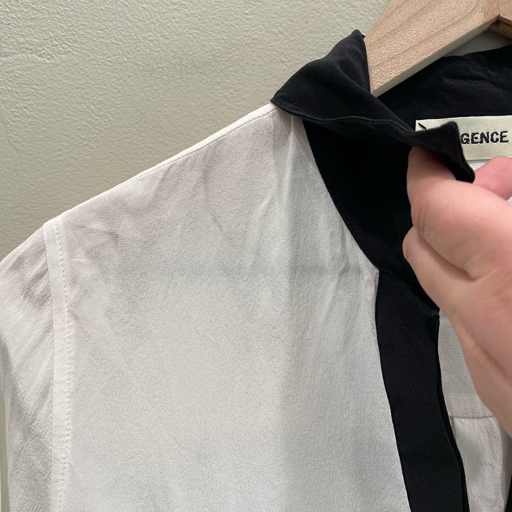 L'AGENCE White Semi-Sheer Button Down Blouse - Picture 6 of 16